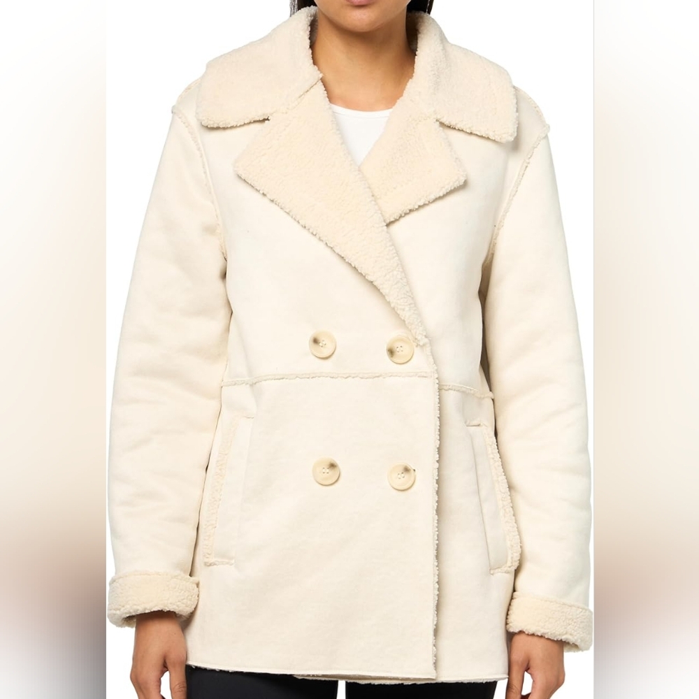 Frye Faux Shearling Double-Breasted Coat